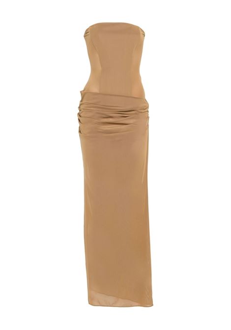 Abito lungo drappeggiato senza spalline in verde khaki Alex perry - donna ALEX PERRY | D1514PF25KHK